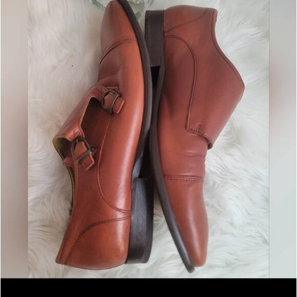 REISS Cognac Rivington Leather Double Monk Strap Dress Shoes Almond Toe Formal main image 6